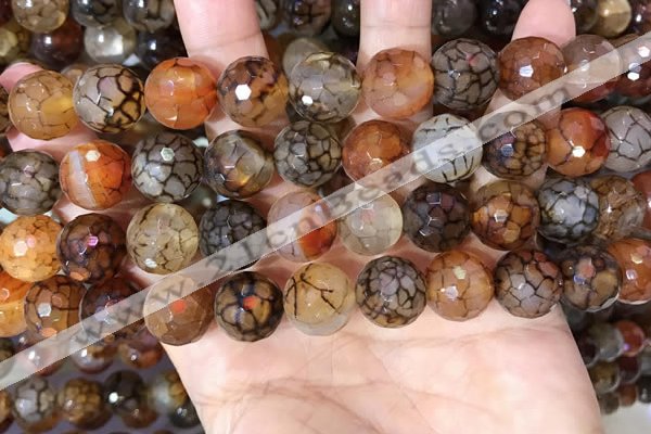 CAA5066 15.5 inches 14mm faceted round dragon veins agate beads