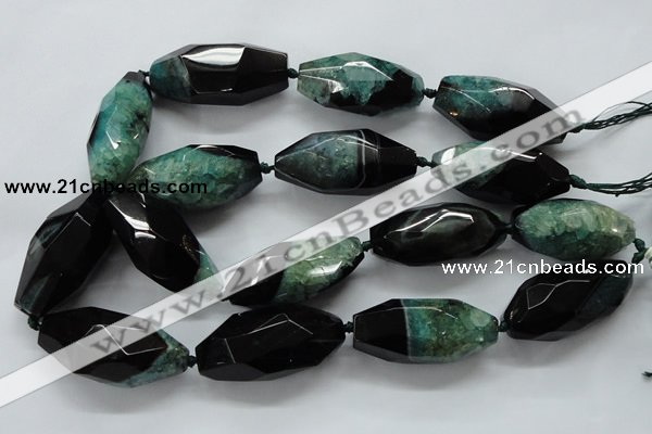 CAA509 15.5 inches 22*50mm faceted rice agate druzy geode beads