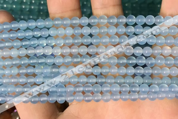 CAA5090 15.5 inches 4mm round sea blue agate beads wholesale