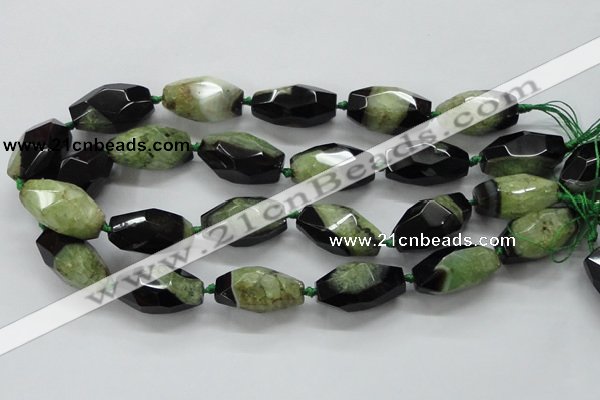 CAA510 15.5 inches 15*30mm faceted rice agate druzy geode beads