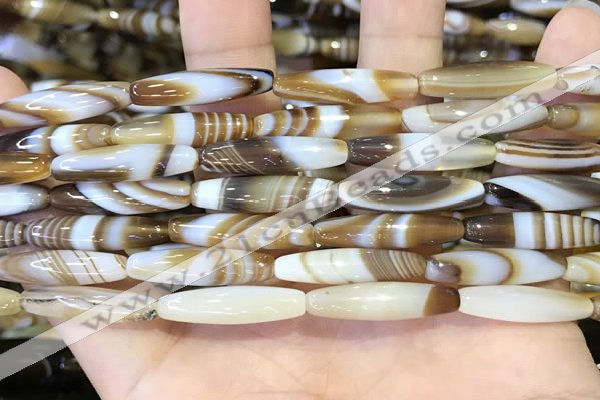 CAA5108 15.5 inches 6*25mm rice striped agate beads wholesale