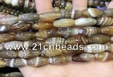 CAA5110 15.5 inches 8*16mm rice striped agate beads wholesale