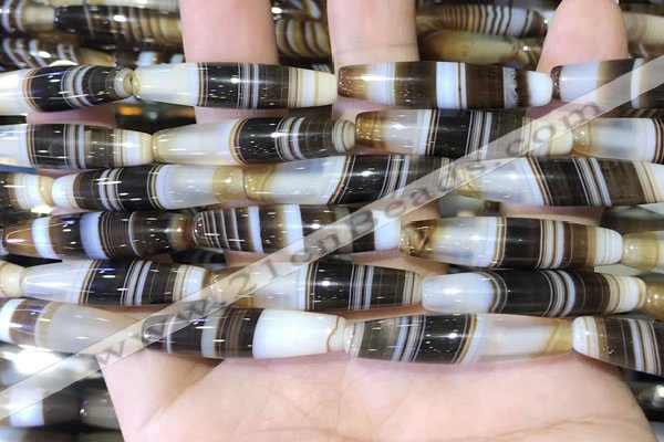 CAA5116 15.5 inches 8*33mm rice striped agate beads wholesale