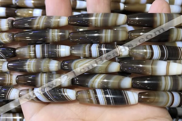 CAA5120 15.5 inches 8*35mm rice striped agate beads wholesale