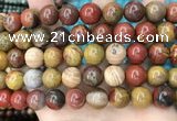 CAA5137 15.5 inches 14mm round red moss agate beads wholesale