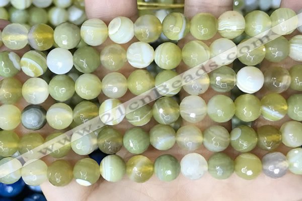 CAA5158 15.5 inches 8mm faceted round banded agate beads