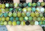 CAA5166 15.5 inches 10mm faceted round banded agate beads