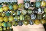 CAA5168 15.5 inches 14mm faceted round banded agate beads
