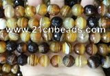 CAA5173 15.5 inches 10mm faceted round banded agate beads