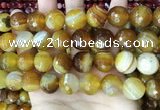 CAA5176 15.5 inches 16mm faceted round banded agate beads