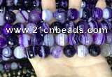 CAA5182 15.5 inches 14mm faceted round banded agate beads