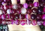 CAA5189 15.5 inches 14mm faceted round banded agate beads