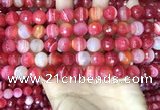 CAA5200 15.5 inches 8mm faceted round banded agate beads