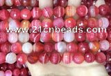 CAA5202 15.5 inches 12mm faceted round banded agate beads
