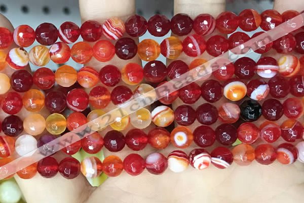 CAA5206 15.5 inches 6mm faceted round banded agate beads