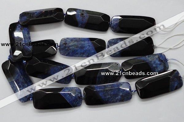 CAA521 15.5 inches 25*56mm faceted rectangle agate druzy geode beads