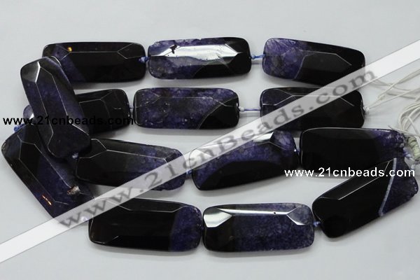 CAA522 15.5 inches 25*56mm faceted rectangle agate druzy geode beads