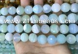 CAA5224 15.5 inches 14mm faceted round banded agate beads