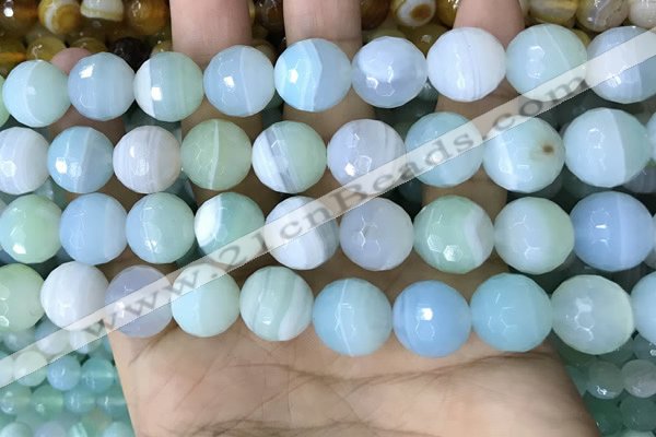 CAA5224 15.5 inches 14mm faceted round banded agate beads