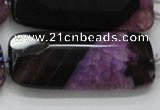 CAA523 15.5 inches 25*56mm faceted rectangle agate druzy geode beads