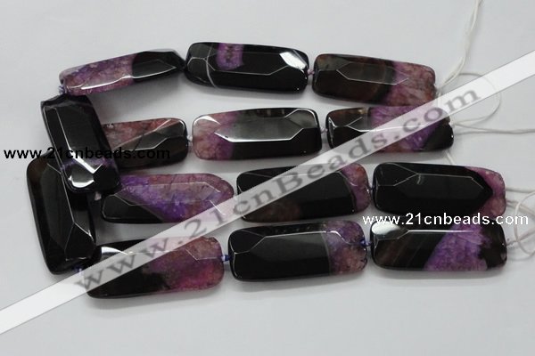 CAA523 15.5 inches 25*56mm faceted rectangle agate druzy geode beads