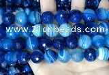 CAA5231 15.5 inches 14mm faceted round banded agate beads