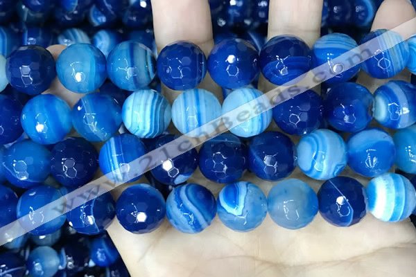 CAA5231 15.5 inches 14mm faceted round banded agate beads