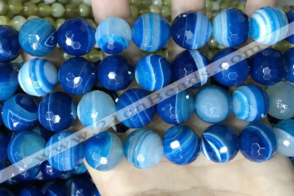 CAA5232 15.5 inches 16mm faceted round banded agate beads