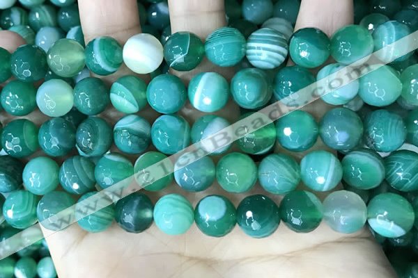 CAA5236 15.5 inches 10mm faceted round banded agate beads