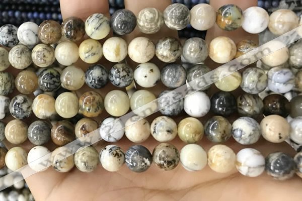 CAA5257 15.5 inches 8mm round dendrite agate beads wholesale