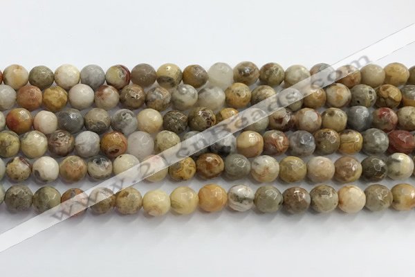 CAA5291 15.5 inches 6mm faceted round crazy lace agate beads wholesale