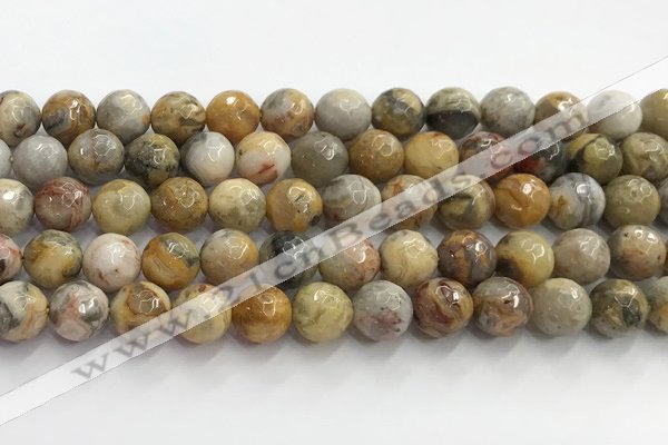 CAA5292 15.5 inches 8mm faceted round crazy lace agate beads wholesale