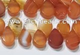 CAA5301 Top drilled 6*8mm flat teardrop line agate beads