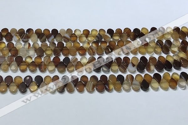 CAA5304 Top drilled 6*8mm flat teardrop line agate beads