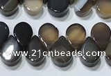 CAA5305 Top drilled 6*8mm flat teardrop line agate beads