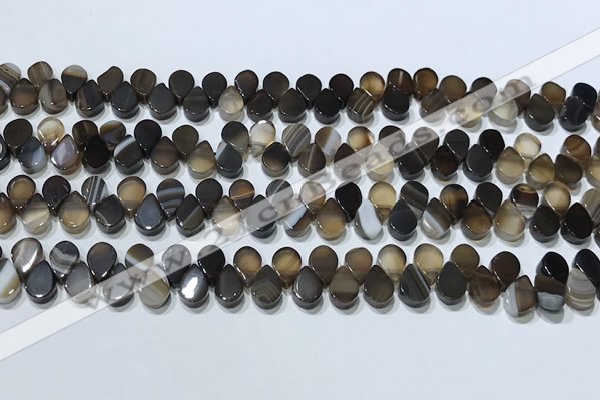 CAA5305 Top drilled 6*8mm flat teardrop line agate beads