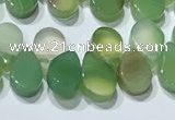 CAA5306 Top drilled 6*8mm flat teardrop line agate beads