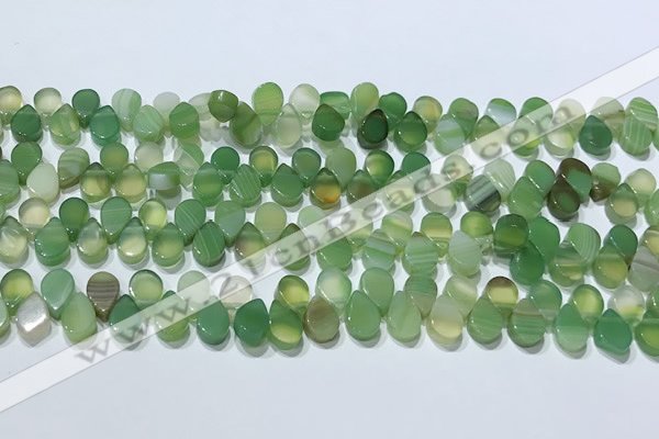 CAA5306 Top drilled 6*8mm flat teardrop line agate beads