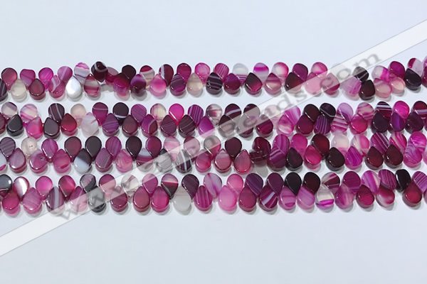 CAA5308 Top drilled 6*8mm flat teardrop line agate beads