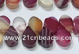 CAA5309 Top drilled 6*8mm flat teardrop line agate beads