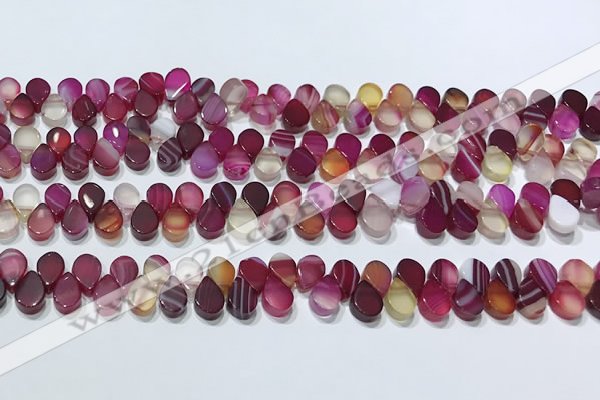 CAA5309 Top drilled 6*8mm flat teardrop line agate beads