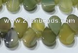 CAA5311 Top drilled 6*8mm flat teardrop line agate beads