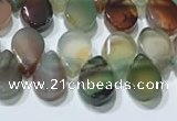 CAA5312 Top drilled 6*8mm flat teardrop line agate beads