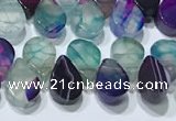 CAA5313 Top drilled 6*8mm flat teardrop line agate beads