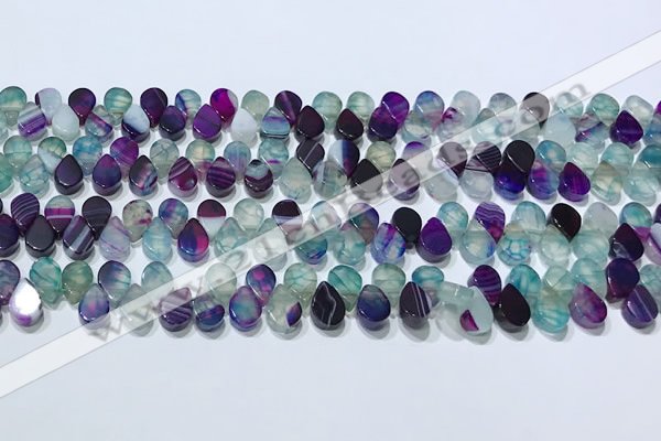 CAA5313 Top drilled 6*8mm flat teardrop line agate beads