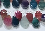 CAA5314 Top drilled 6*8mm flat teardrop line agate beads