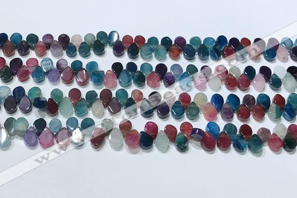 CAA5314 Top drilled 6*8mm flat teardrop line agate beads