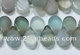 CAA5316 Top drilled 6*8mm flat teardrop line agate beads