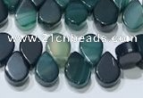 CAA5317 Top drilled 6*8mm flat teardrop line agate beads