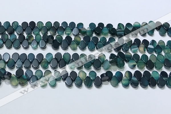 CAA5317 Top drilled 6*8mm flat teardrop line agate beads